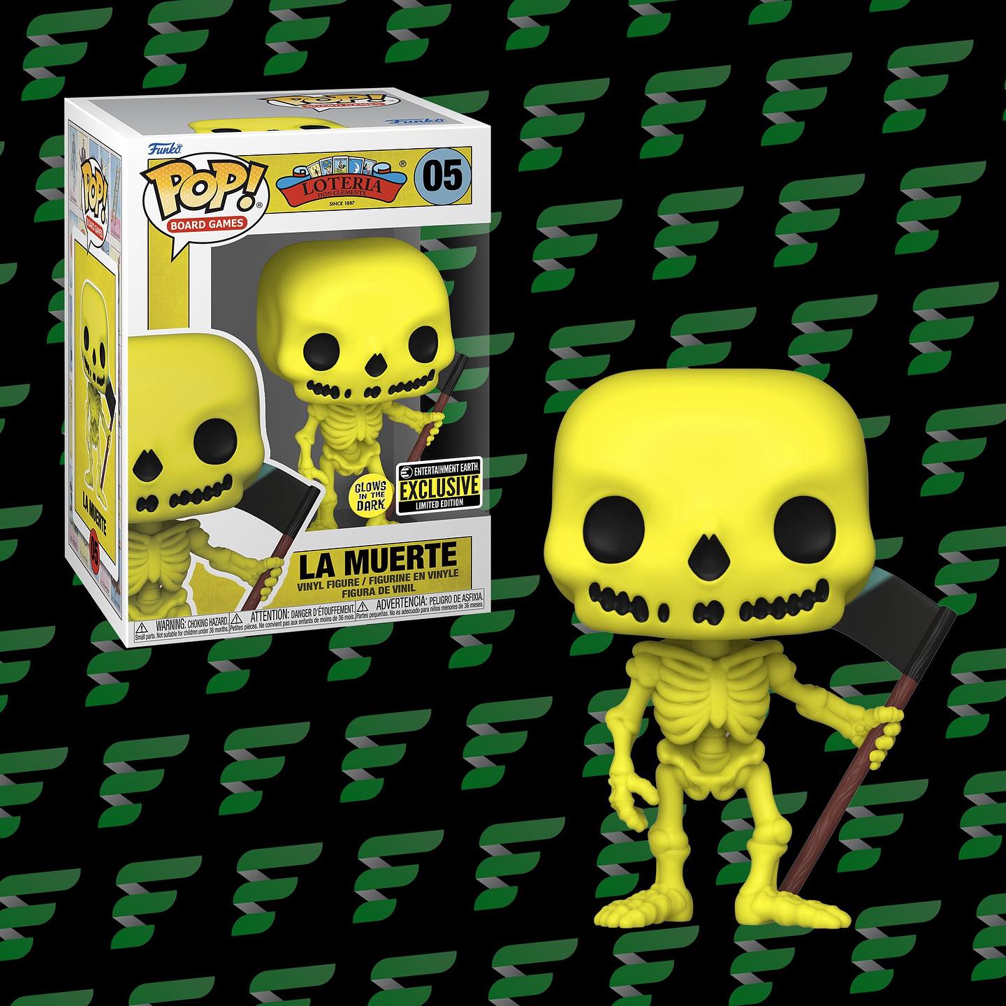 Entertainment Earth Exclusive Glow in the Dark La Muerte Pop! Loteria Vinyl Figure