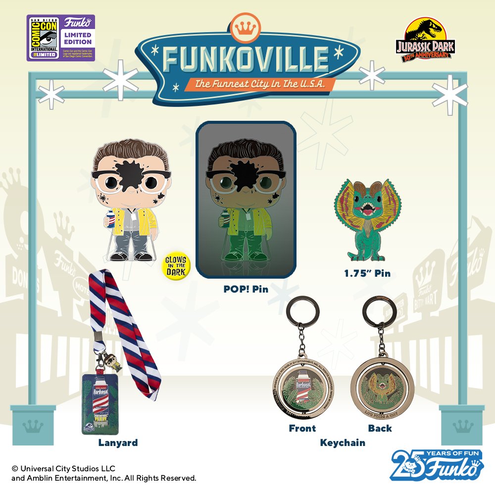 Movies - Jurassic Park - Pop! Pins, a keychain, and a lanyard and ID holder (2023 Summer Convention Exclusive)