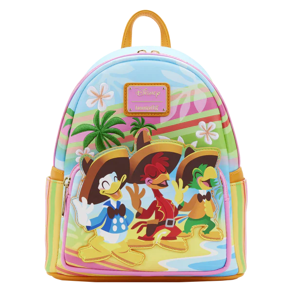LOUNGEFLY THREE CABALLEROS BEACH SCENE MINI BACKPACK - DISNEY