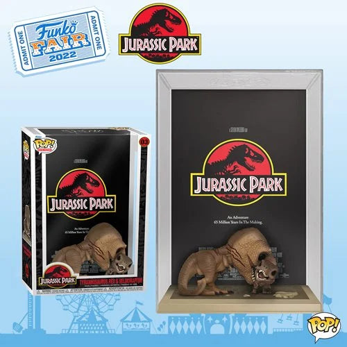 Jurassic Park Tyrannosaurus Rex 6-Inch Pop! Figure and Velociraptor Pop! Movie Poster with Case