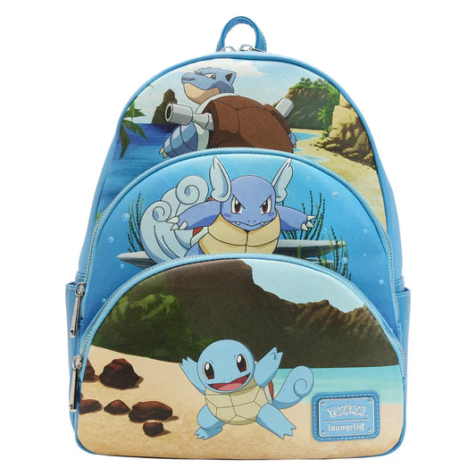 Loungefly Pokemon Squirtle Evolution Triple Pocket Backpack
