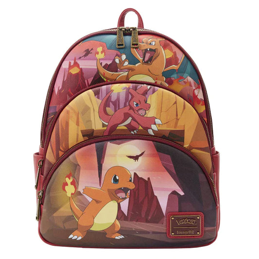 Loungefly Pokemon Charmander Evolutions Triple Pocket Mini Backpack