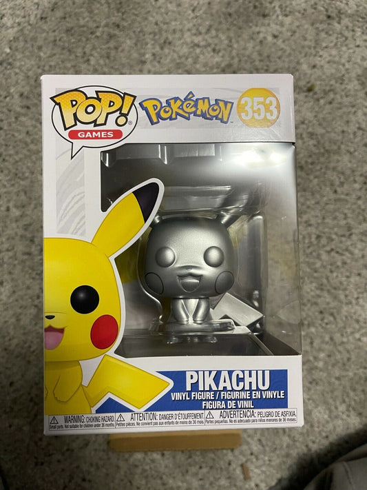 Funko Pop! Games 353 Pokemon Pikachu Silver Metallic Pop Vinyl Figure