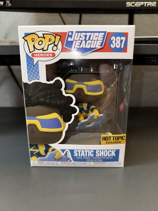 STATIC SHOCK JUSTICE LEAGUE 2021 VINYL FIGURE FUNKO POP #387 HOT TOPIC EXCLUSIVE